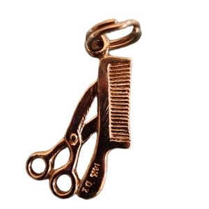 14k gold charm/pendant shears & comb